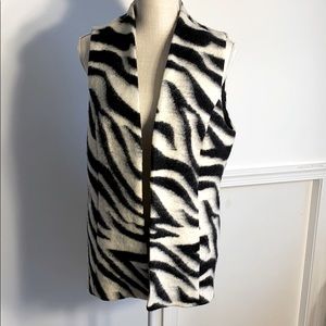 Chico’s wool Vest zebra print cream and black